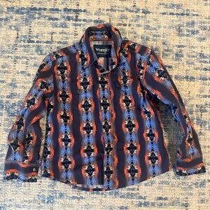 Wrangler toddler western long sleeve rodeo pearl snap button Down collared Shirt